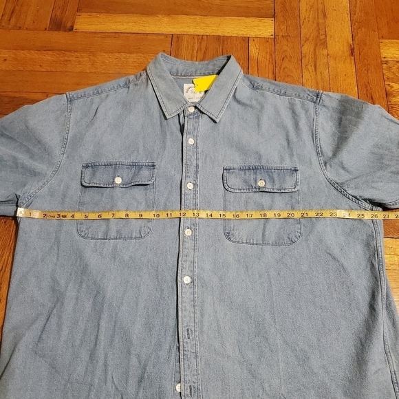Customized Version Mens Denim Button Down Oversized Shirt Light Blue Wash Sz 2XL - Picture 9 of 12